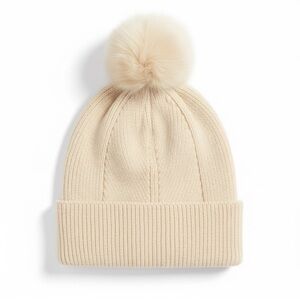 NWT On 34th Women’s Multi Stitch Knit Faux Fur Pom Pom Beanie Classic Warm